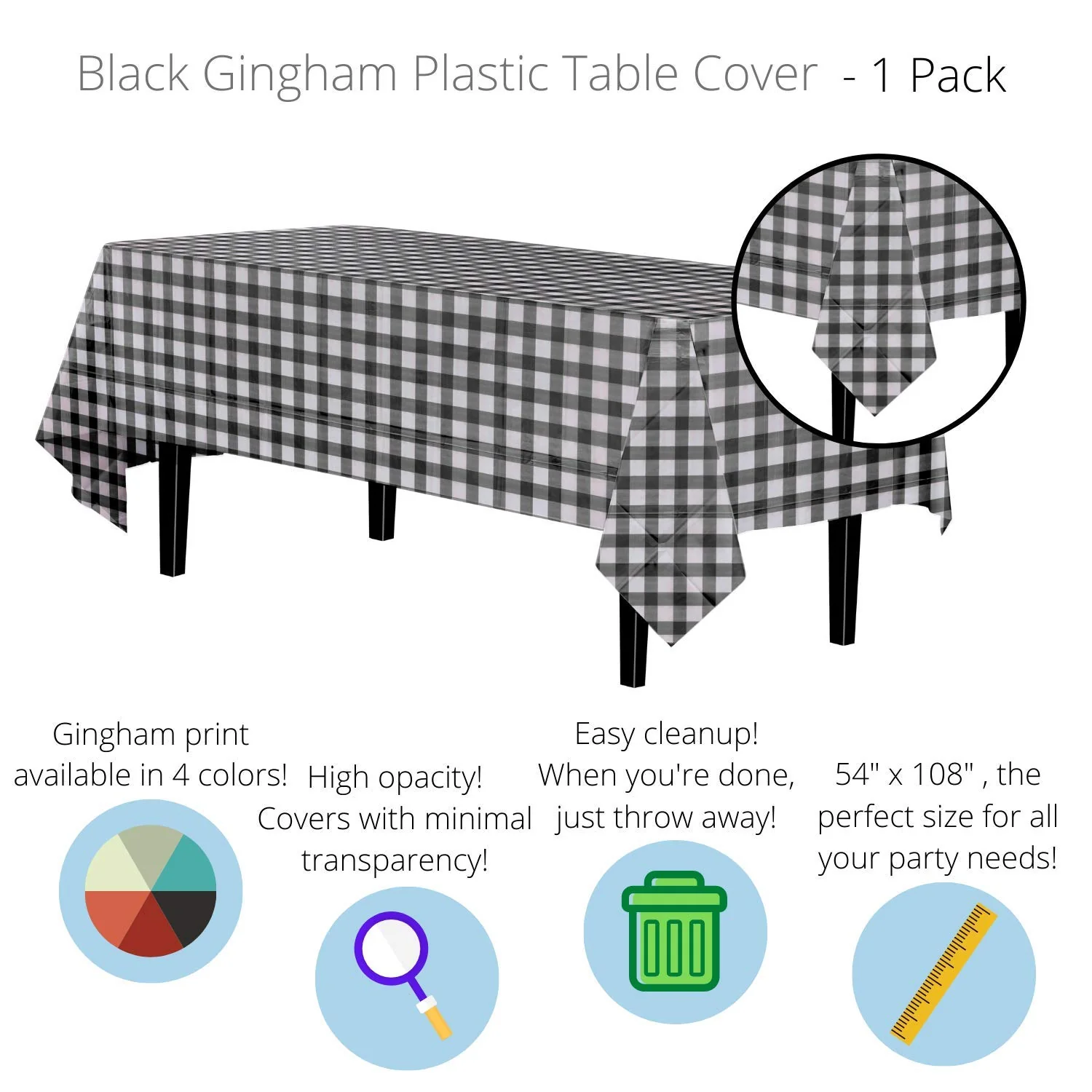 Black Gingham Table Cover