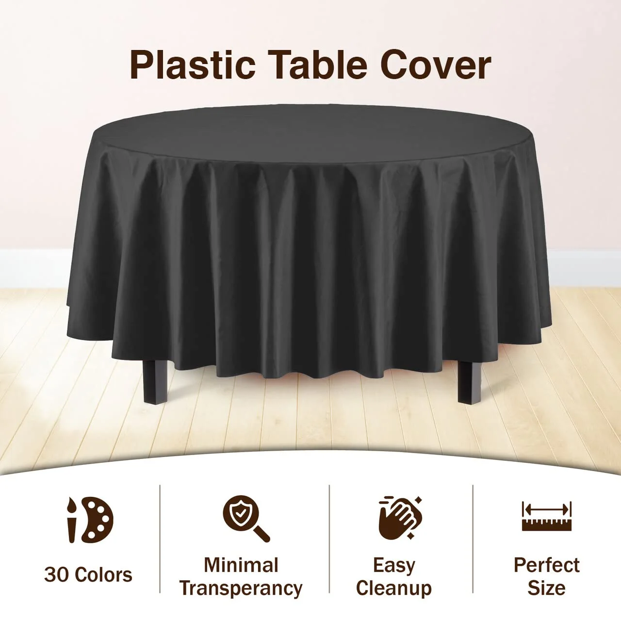 Black Round Plastic Table Cover