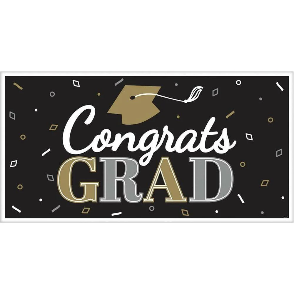 Graduation Grad Large Plastic Horizontal Banner 1ct