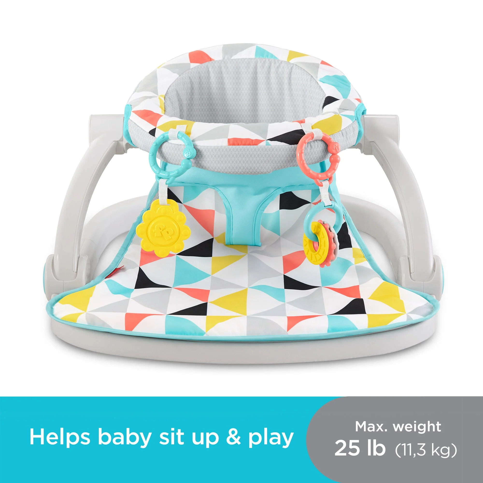 Fisher-Price Sit-Me-Up Floor Seat Portable Baby Chair With Clacker And Teether Toys, Windmill
