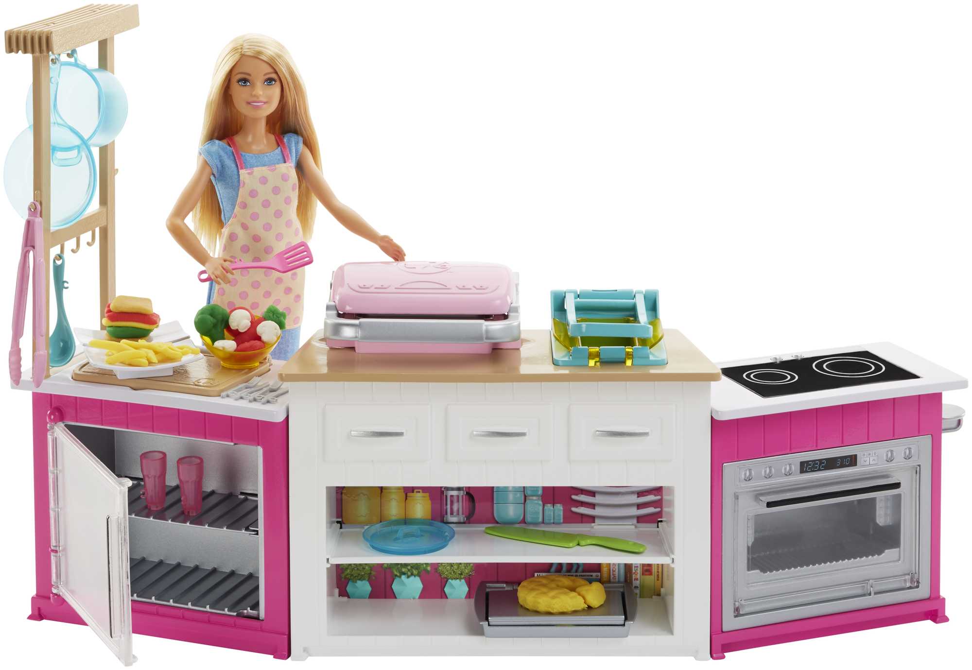 Barbie Ultimate Kitchen Doll & Playset With Lights & Sounds & 20+ Accessories, Blonde Chef Doll