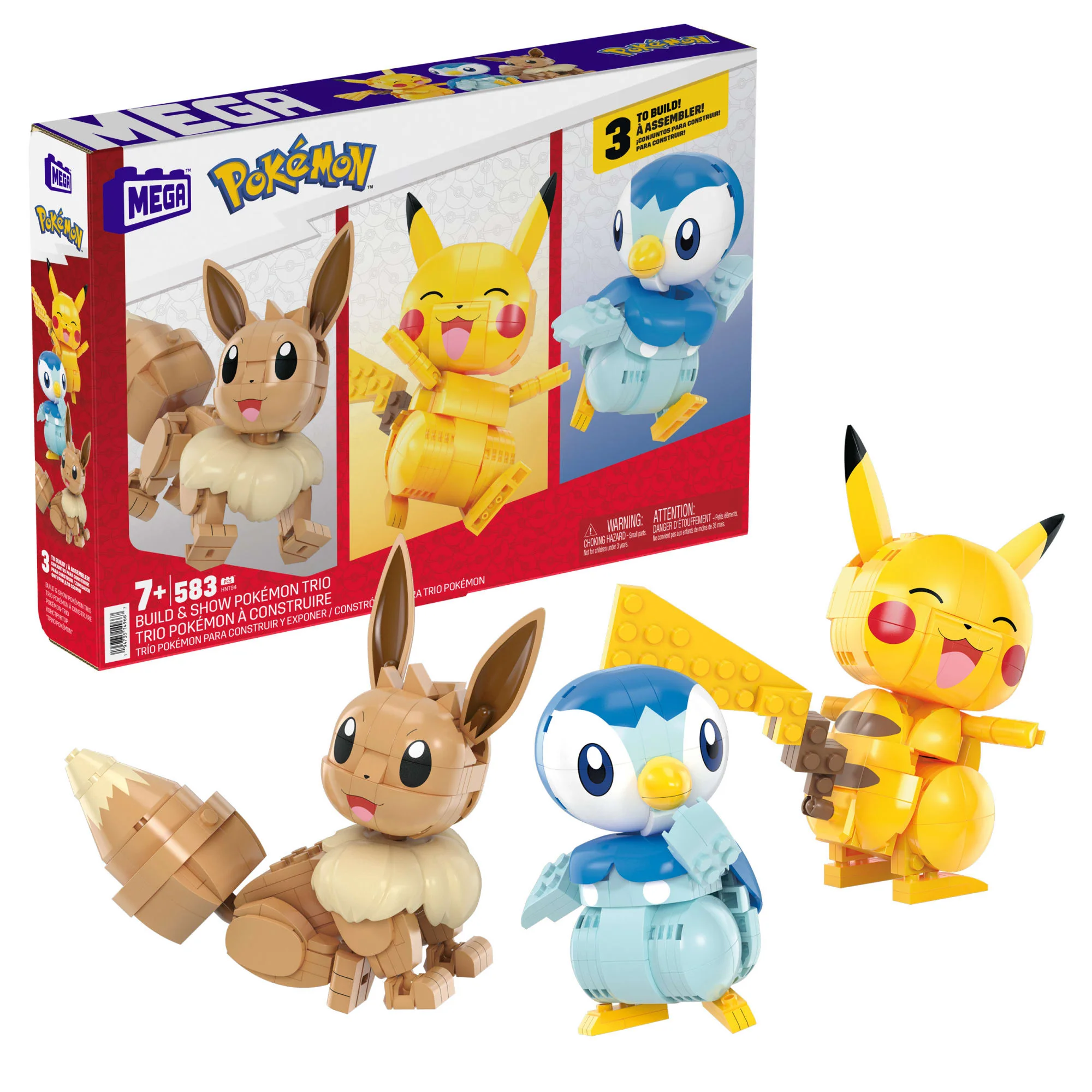 MEGA Pokémon Building Toy Kit, Build & Show With 3 Action Figures (583 Pieces) For Kids