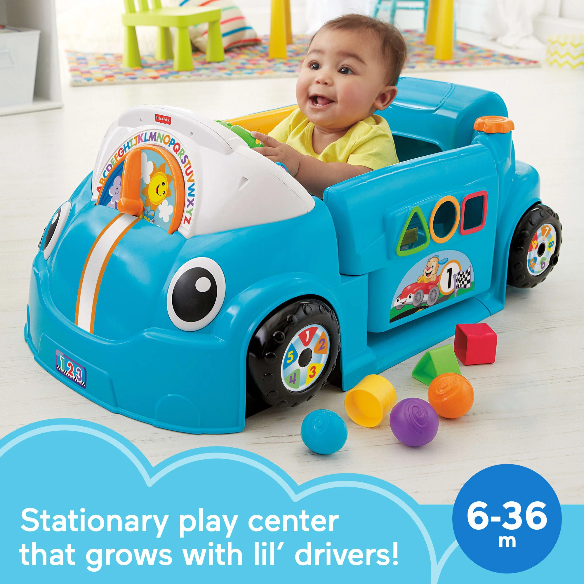 Fisher-Price Laugh & Learn Crawl Around Car, Electronic Learning Toy Activity Center For Baby, Blue
