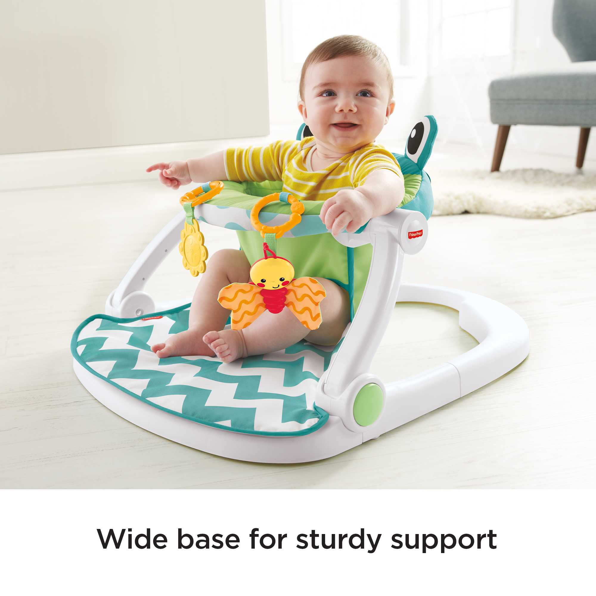 Fisher-Price Sit-Me-Up Floor Seat Portable Infant Chair With 2 Toys, Citrus Frog
