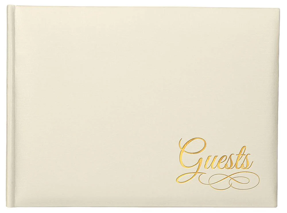 Ivory Paper Guest Book with Gold Detail 1ct