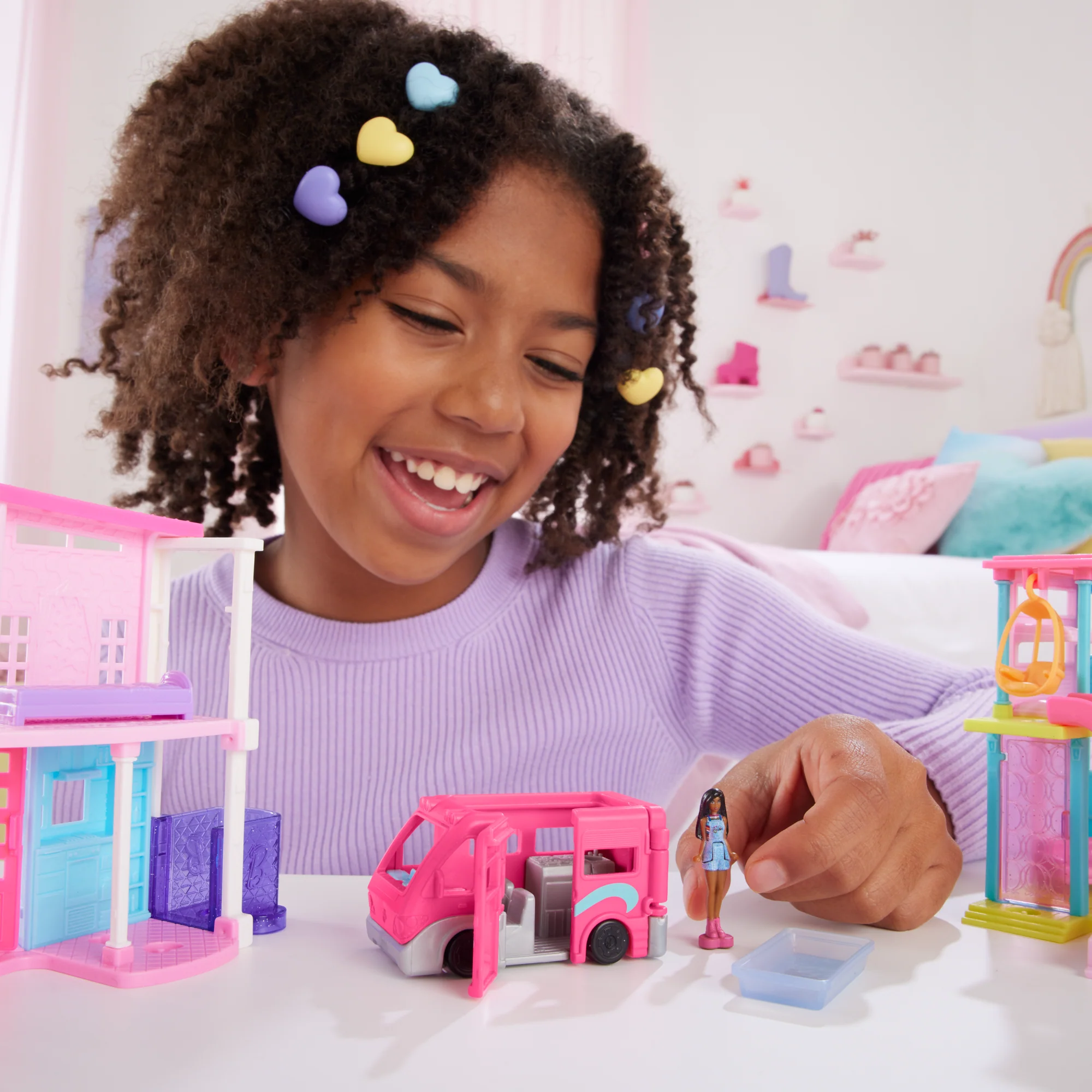 Barbie Mini Barbieland Doll & Vehicle Set With 1.5-inch Doll & Dreamcamper With Color-Change Pool