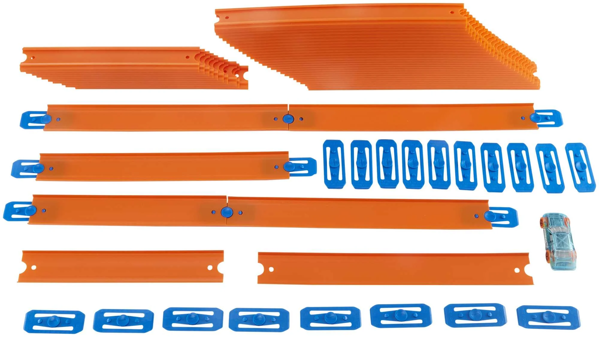 Hot Wheels Car And MEGA Track Pack With 40Ft Of Track, 43 Connectors And One 1:64 Scale Toy Car