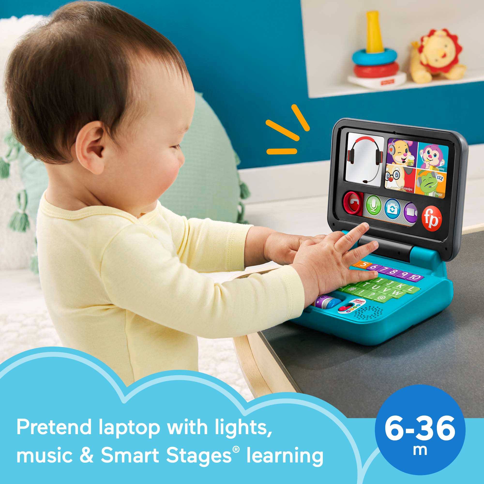 Fisher-Price Laugh & Learn Let's Connect Laptop Electronic Baby Toy - French Version