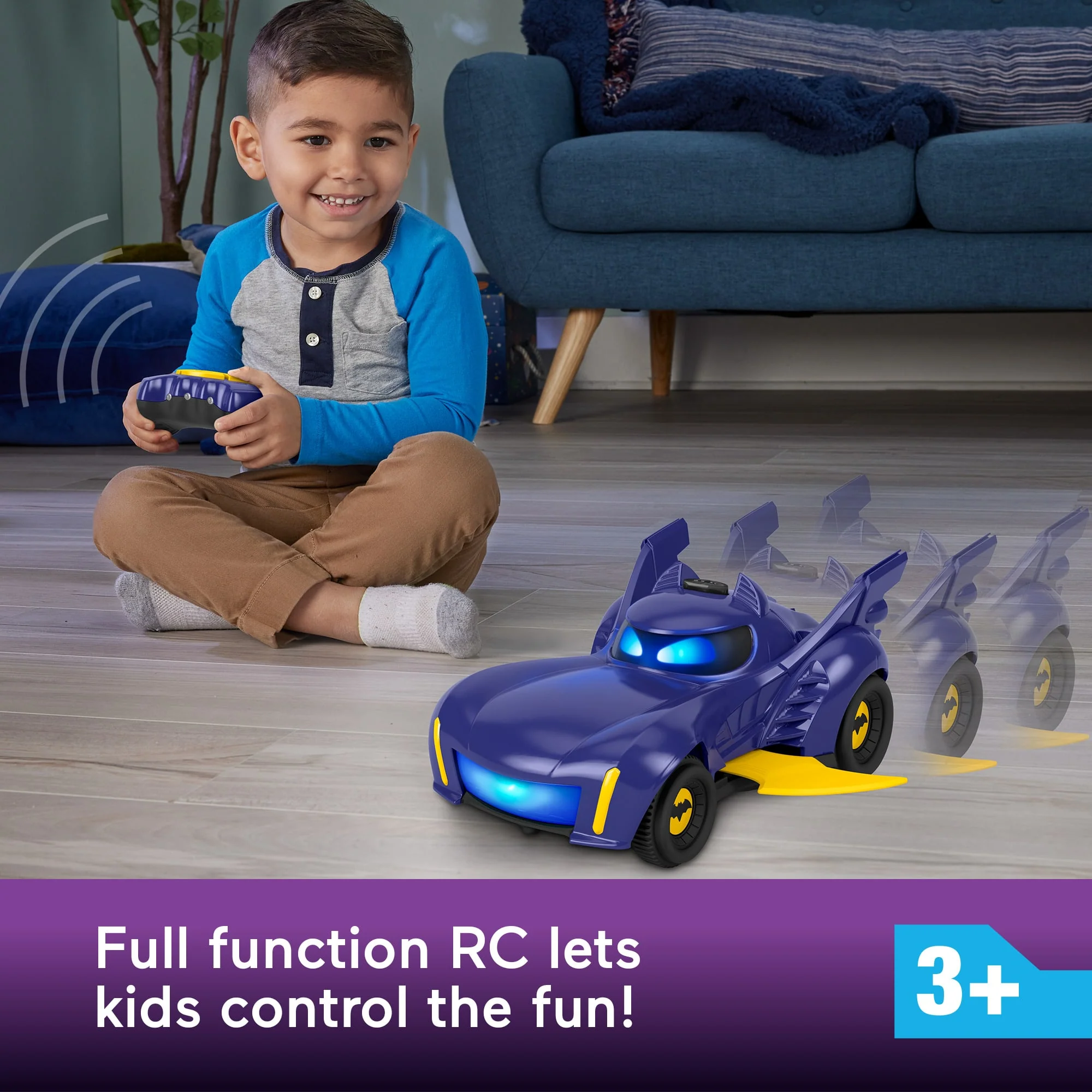 Fisher-Price DC Batwheels Bam The Batmobile Transforming RC, Remote Control Car For Kids 3Y+