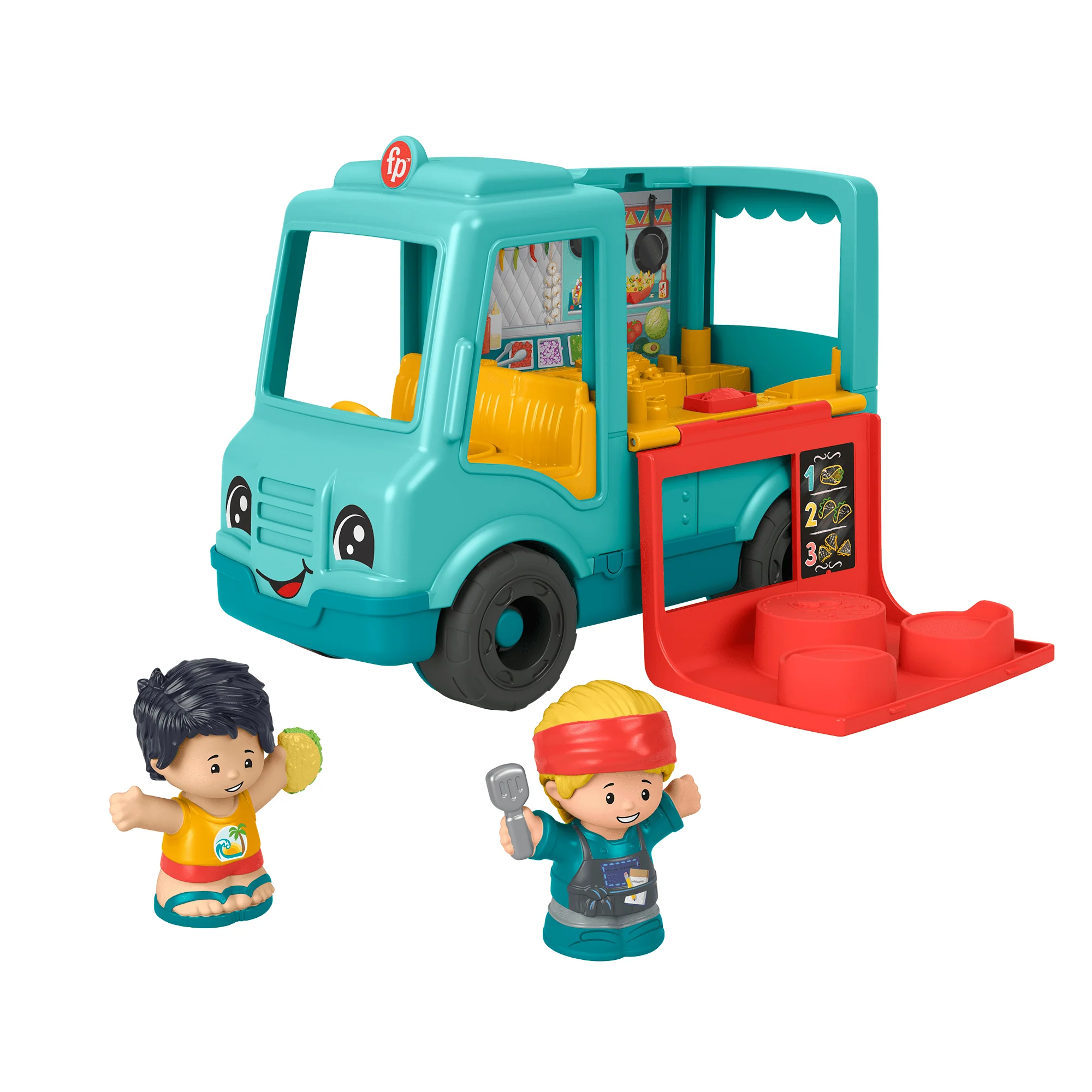 Fisher-Price Little People Serve It Up Food Truck Musical Toddler Toy Vehicle With 2 Figures