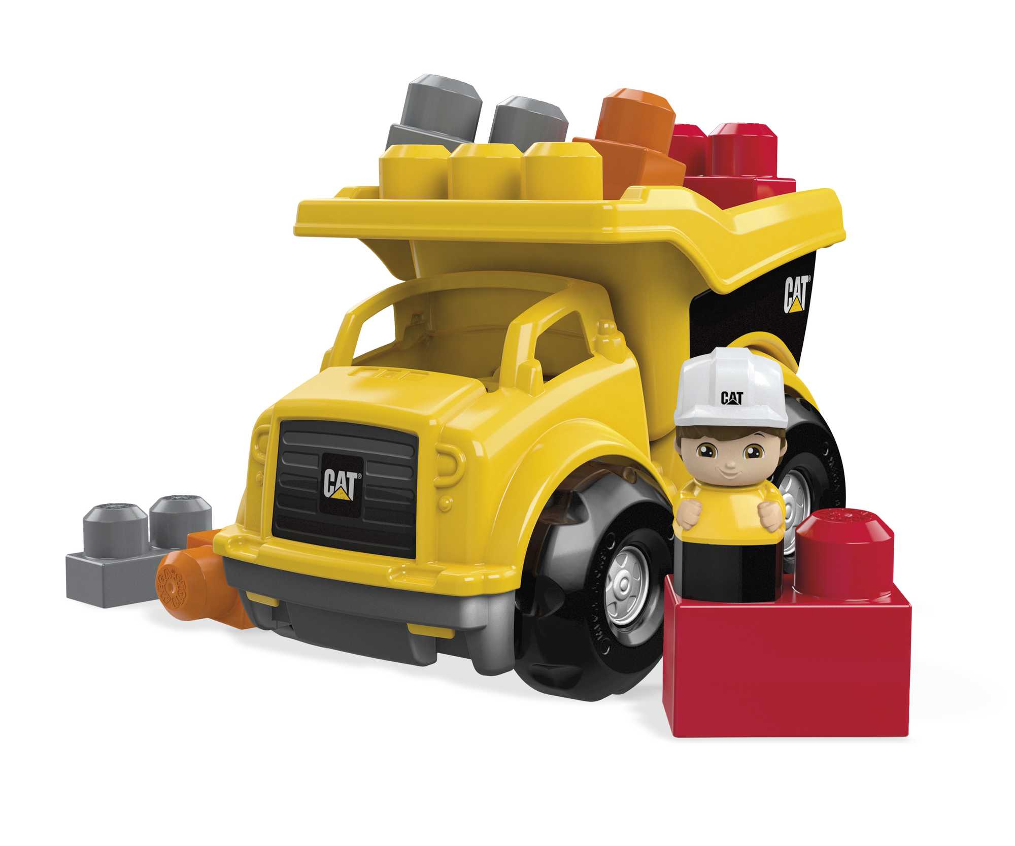MEGA BLOKS Cat Building Toy Blocks Lil Dump Truck (7 Pieces) Fisher-Price For Toddler