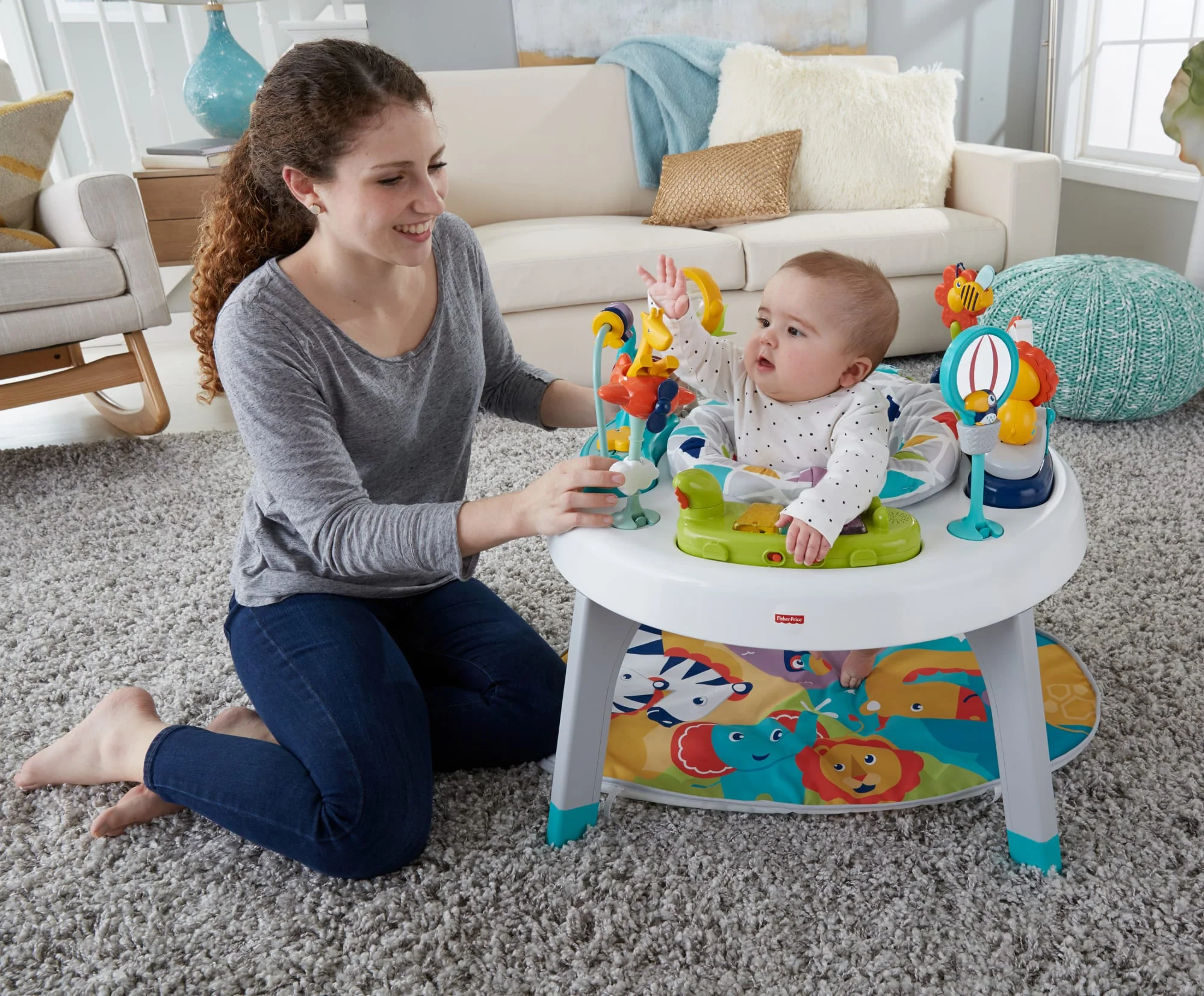 Fisher-Price 3-In-1 Sit-To-Stand Infant Activity Center And Toddler Play Table With Newborn Playmat