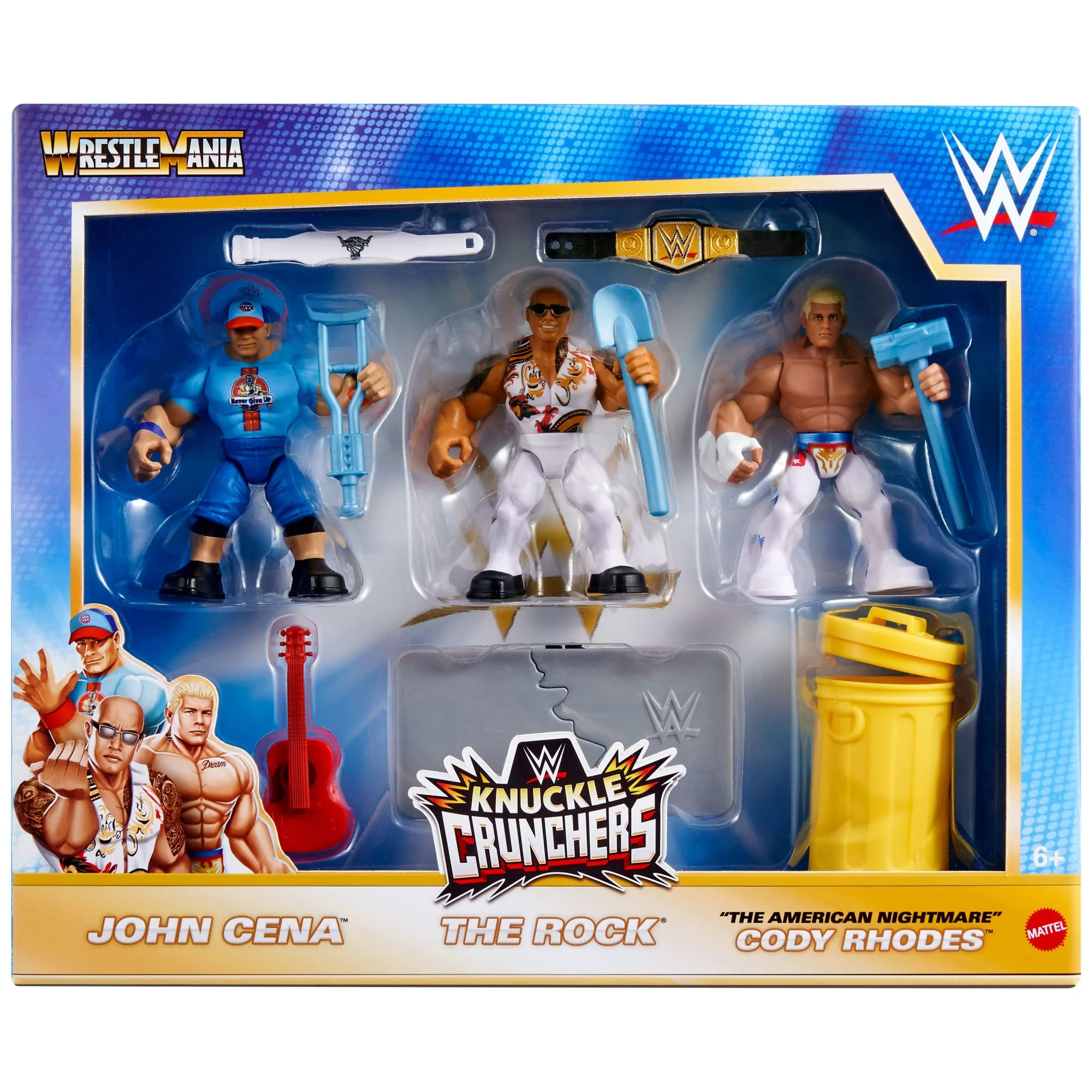 Wwe Knuckle Crunchers Coffret de 3Figurines Articulées et Acc.
