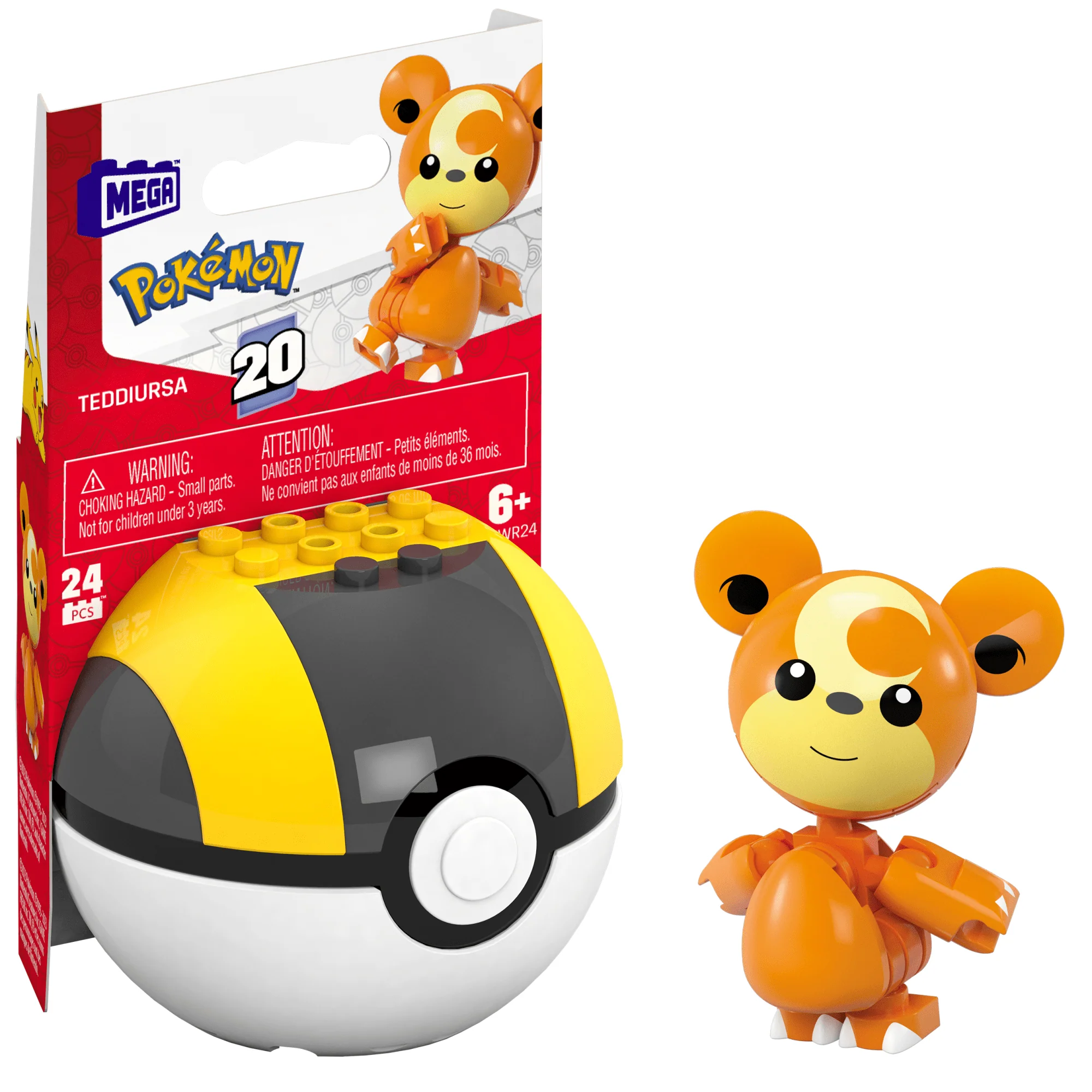 MEGA Pokémon Teddiursa Building Toy Kit, Poseable Action Figure (24 Pieces) For Kids