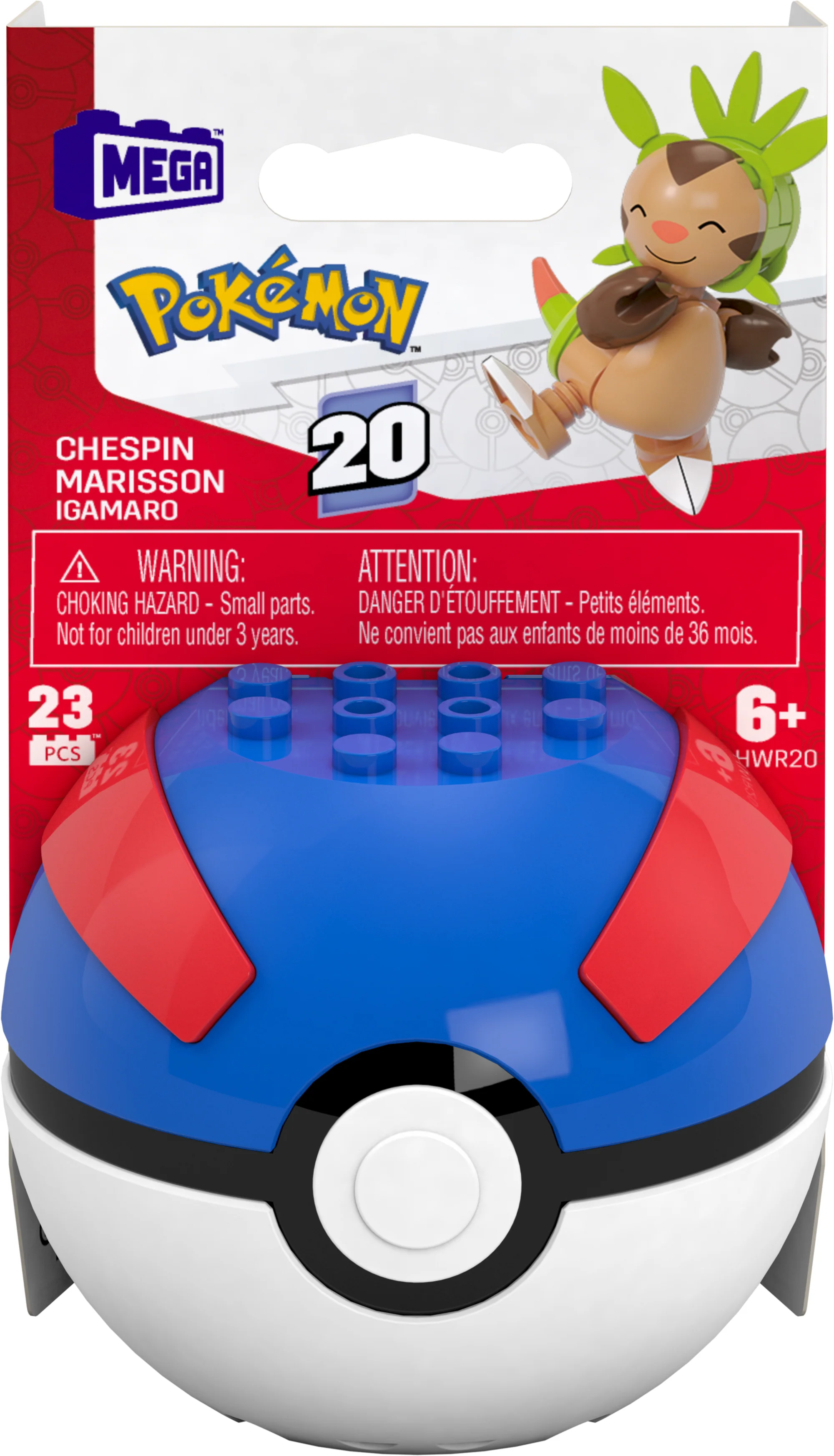 MEGA Pokémon Chespin Building Toy Kit, Poseable Action Figure (23 Pieces) For Kids