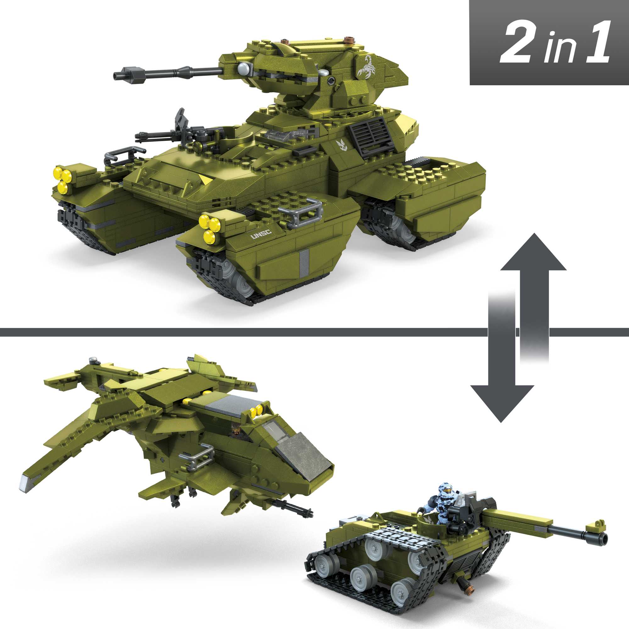 MEGA Halo UNSC Scorpion Clash Tank Building Kit With 5 Micro Action Figures (993 Pieces)