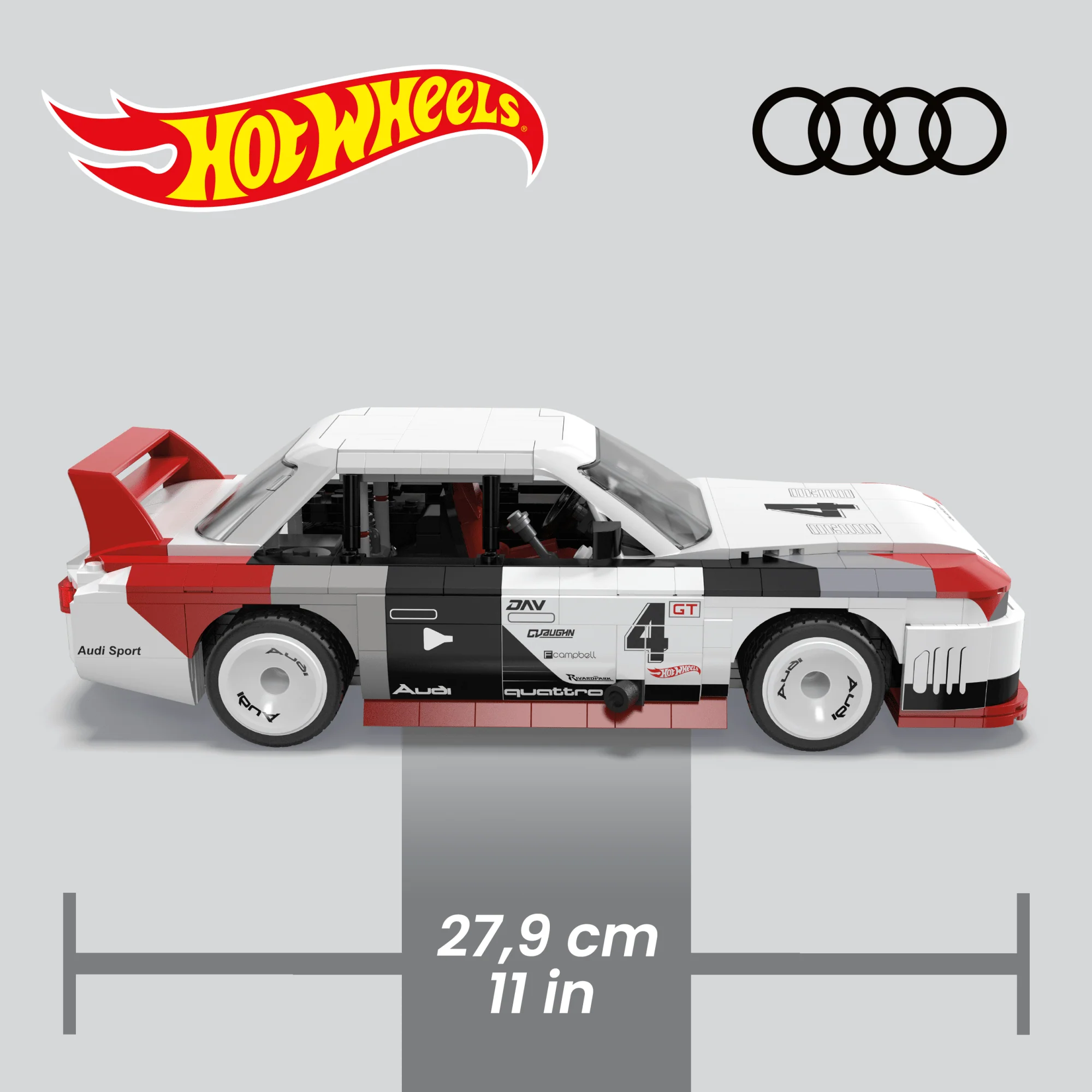 MEGA Hot Wheels Audi 90 Quattro Imsa GTO Building Toy Kit (973 Pieces) For Collectors