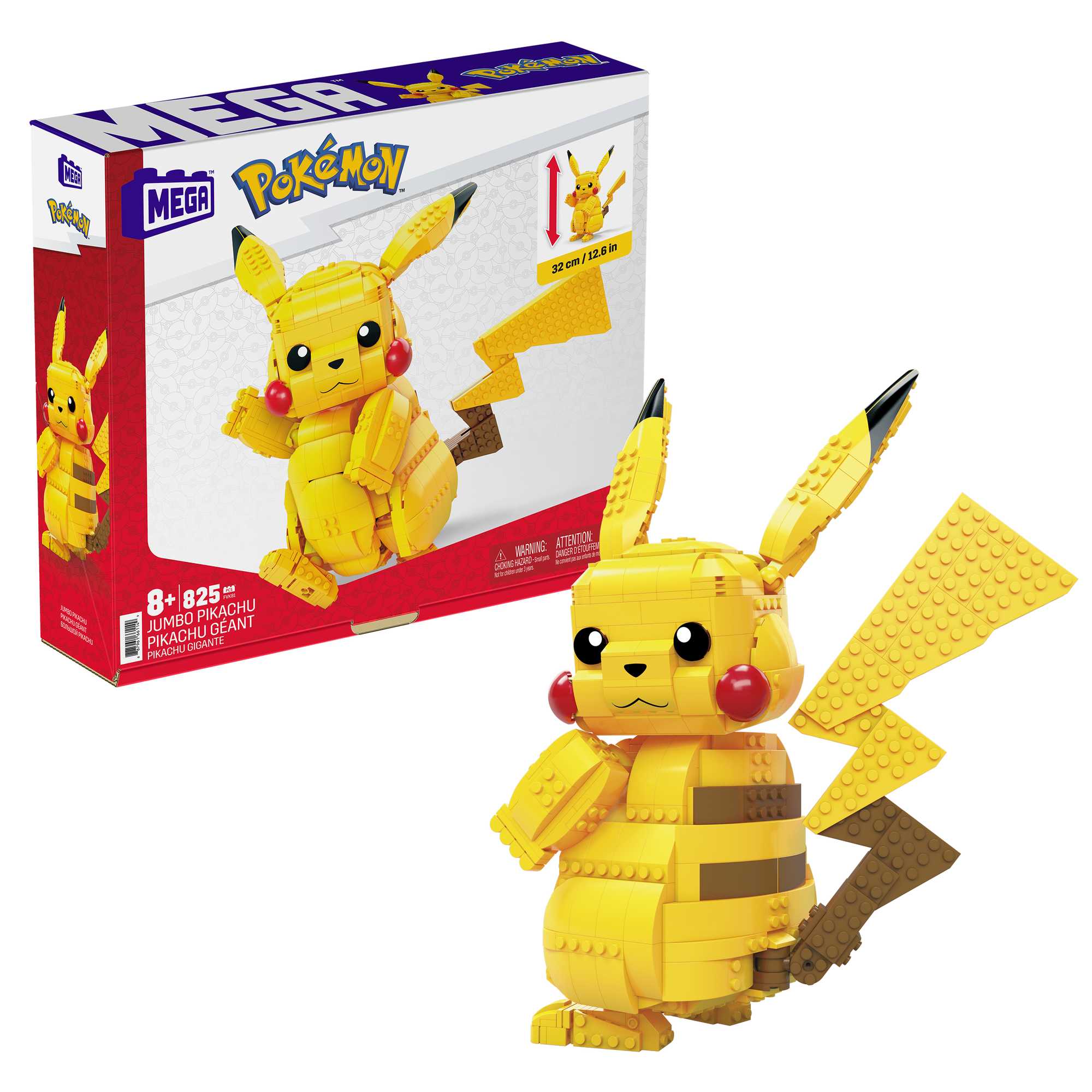 MEGA Pokémon Building Toy Kit Jumbo Pikachu (825 Pieces) 12 inch Action Figure For Kids