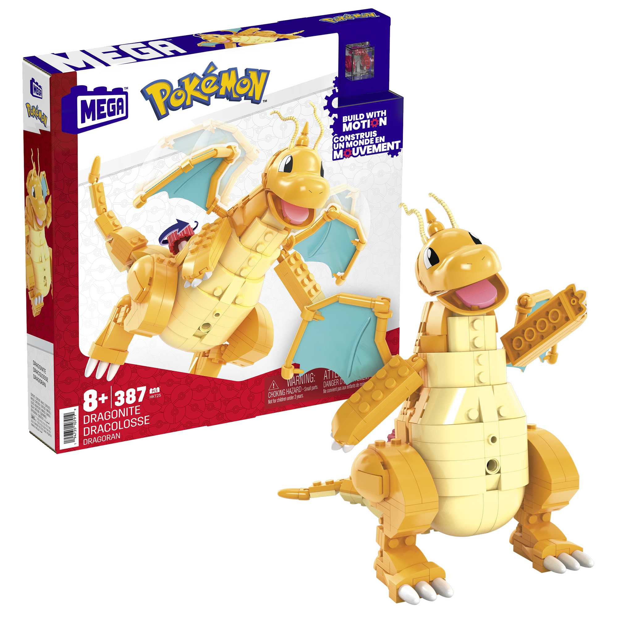 MEGA Pokémon Dragonite Large Scale Figure With Motion Building Set For Kids (388 Pcs)