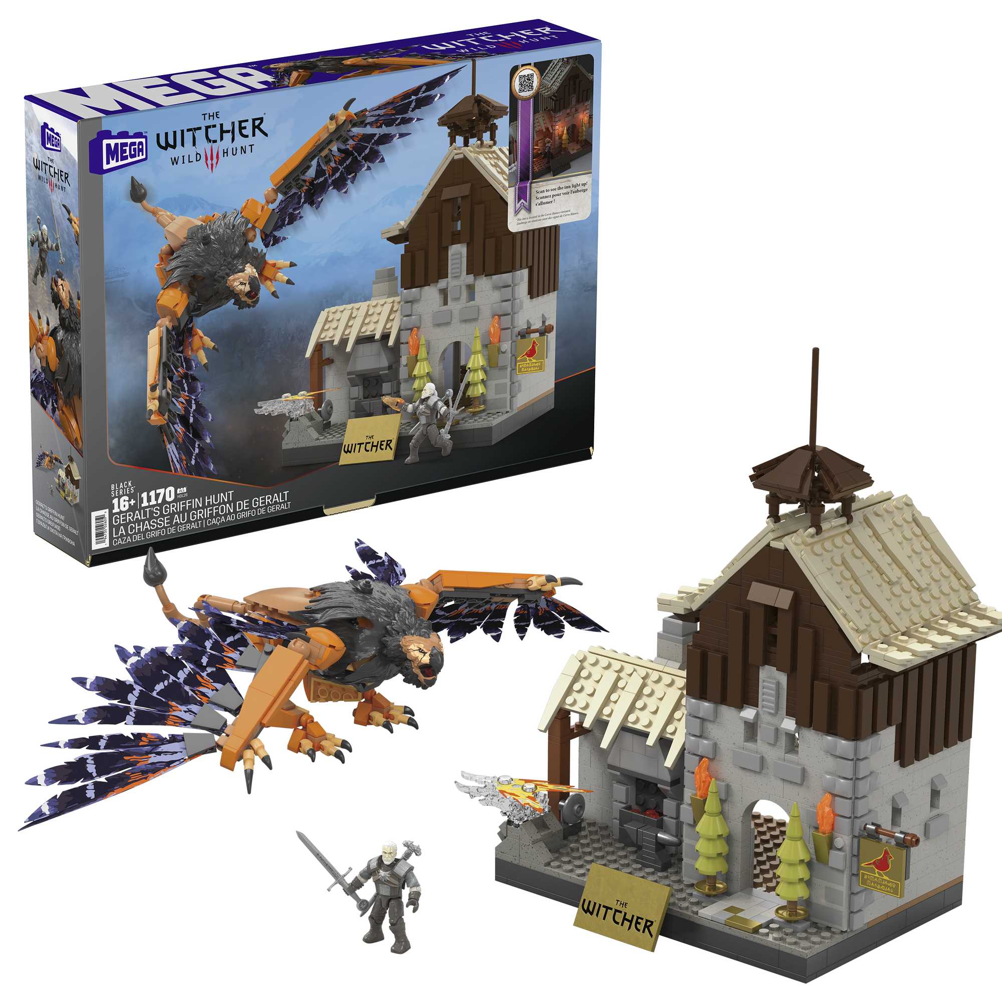 MEGA Geralt's Griffin Hunt Building Set With Led Lights, Ages 16+
