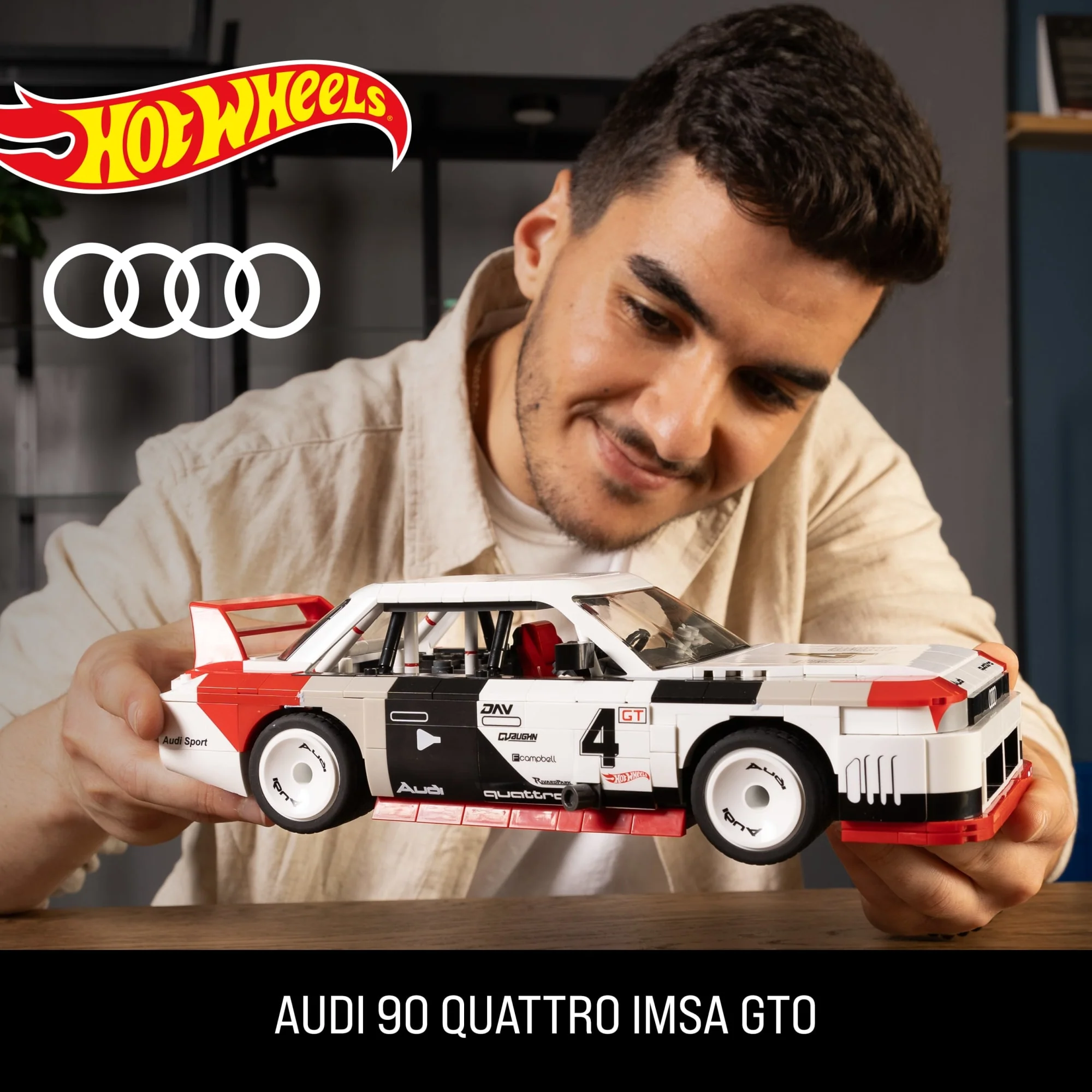 MEGA Hot Wheels Audi 90 Quattro Imsa GTO Building Toy Kit (973 Pieces) For Collectors