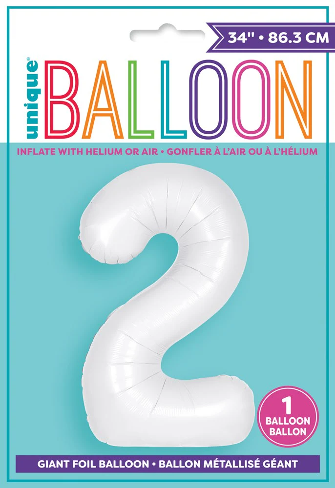 Jumbo Foil Number Balloon 34 inch Matte White 2