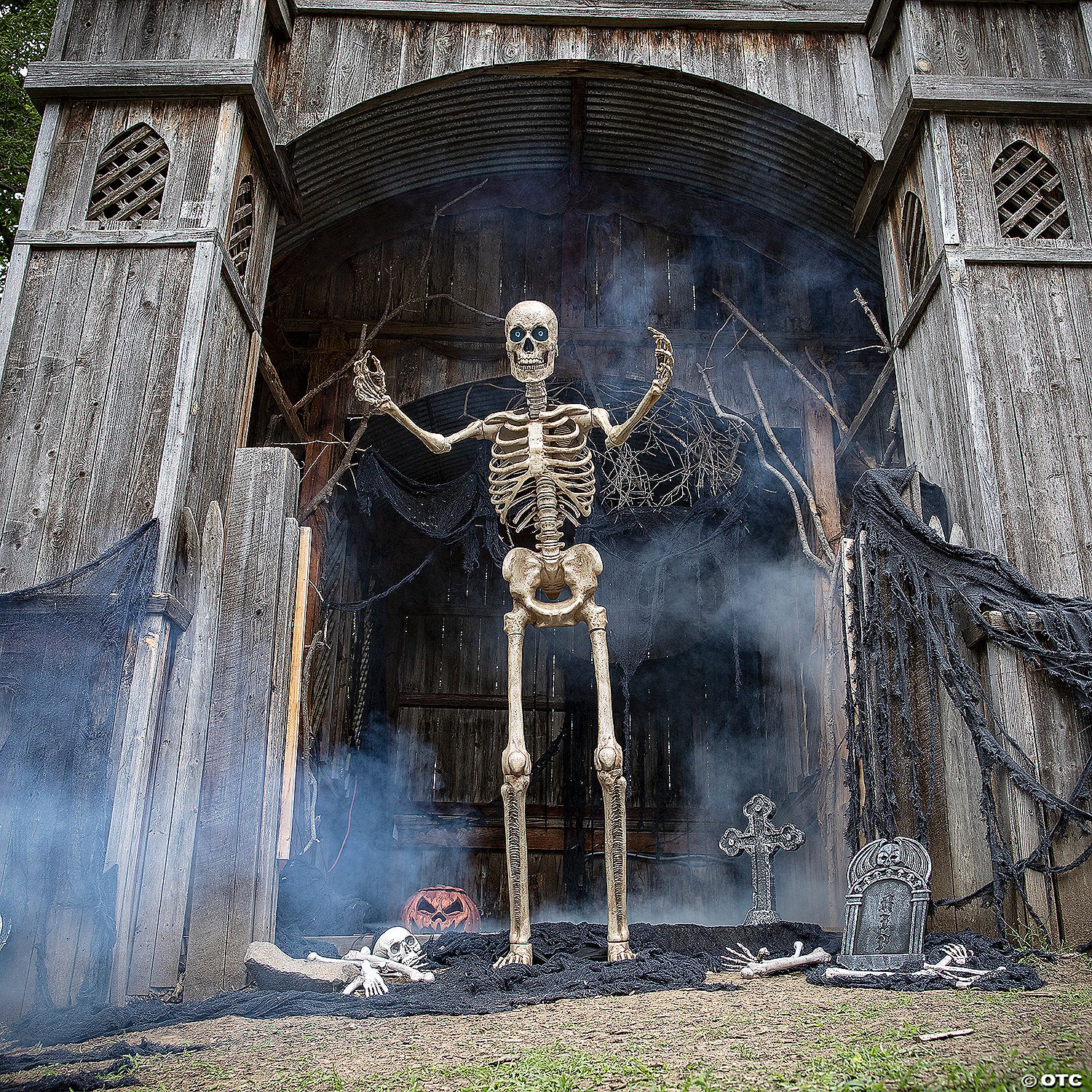 8' Towering Skeleton with Projection Eyes