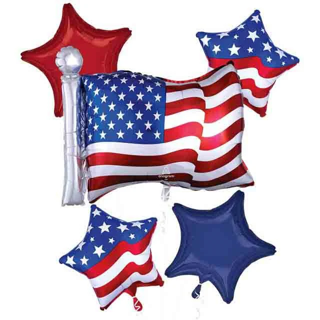 Anagram Patriotic Bouquet Foil Balloon 5ct