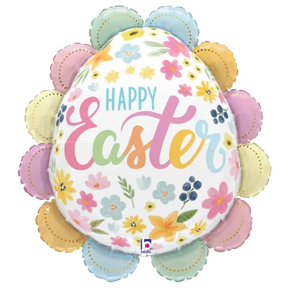Betallic Ruffled Floral Easter Egg 30 inch Foil Balloon 1ct