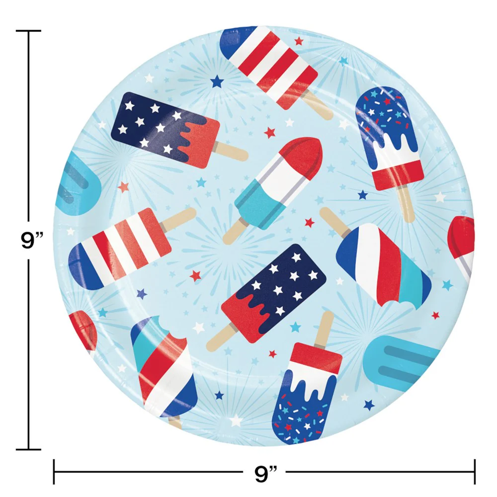 Patriotic Popsicles Dinner Plate 8ct