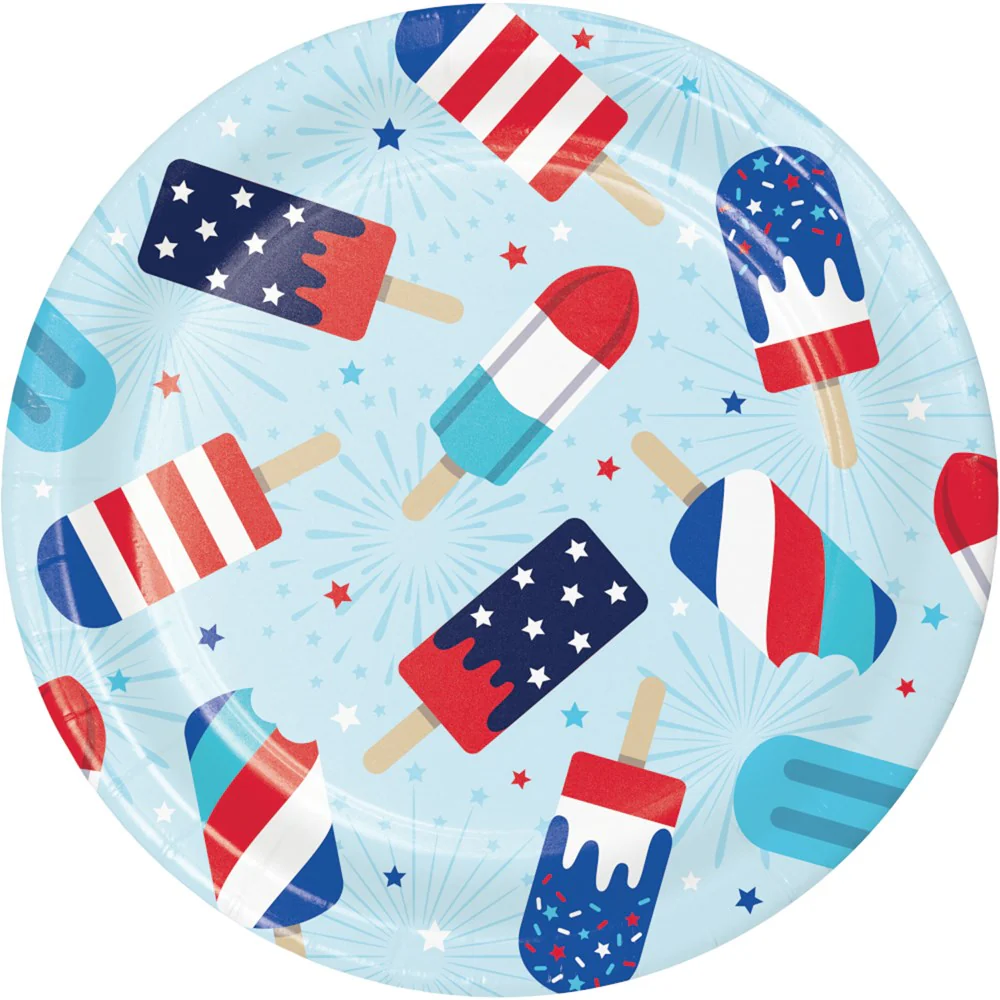 Patriotic Popsicles Dinner Plate 8ct