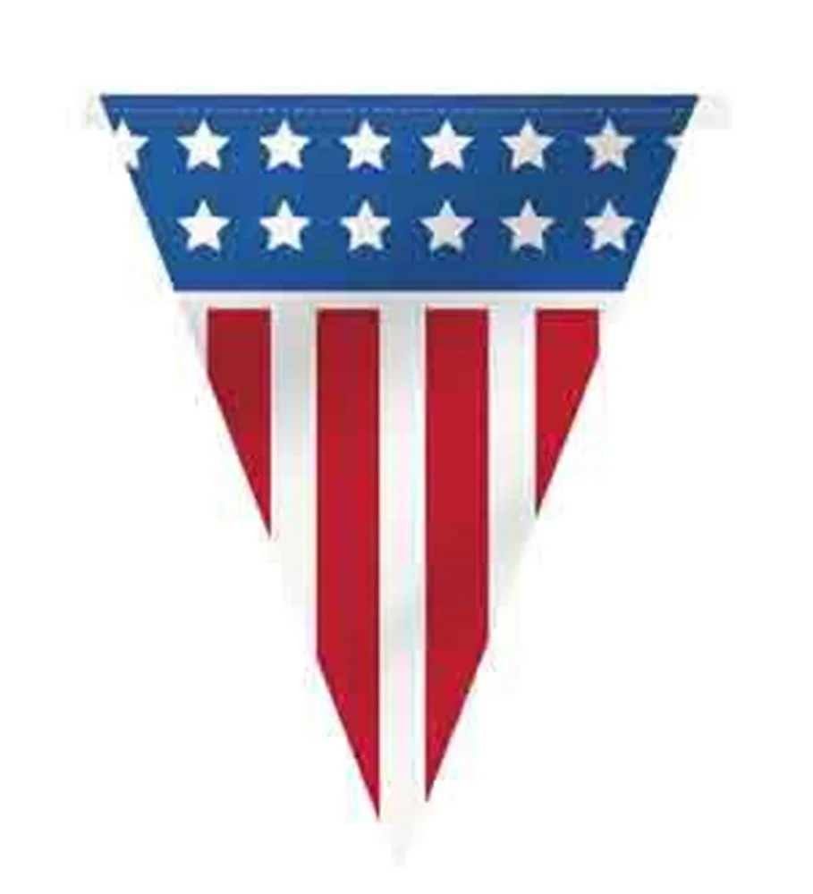 Patriotic Plastic Flag Banner 14ft