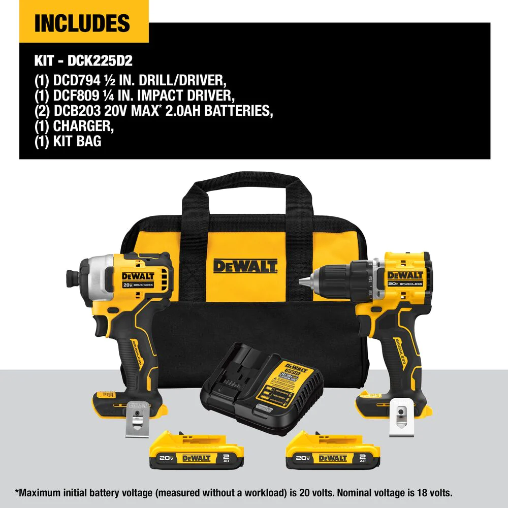 DeWALT DCK225D2 20V MAX ATOMIC 1/2