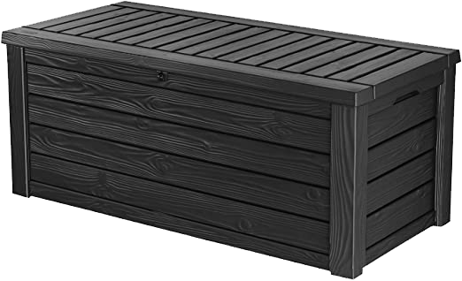 💕Clearance Sale💕Keter Outdoor Storage Deck Box, 150 Gallon Resin Patio Bin & Bench, Solid, Dark Grey
