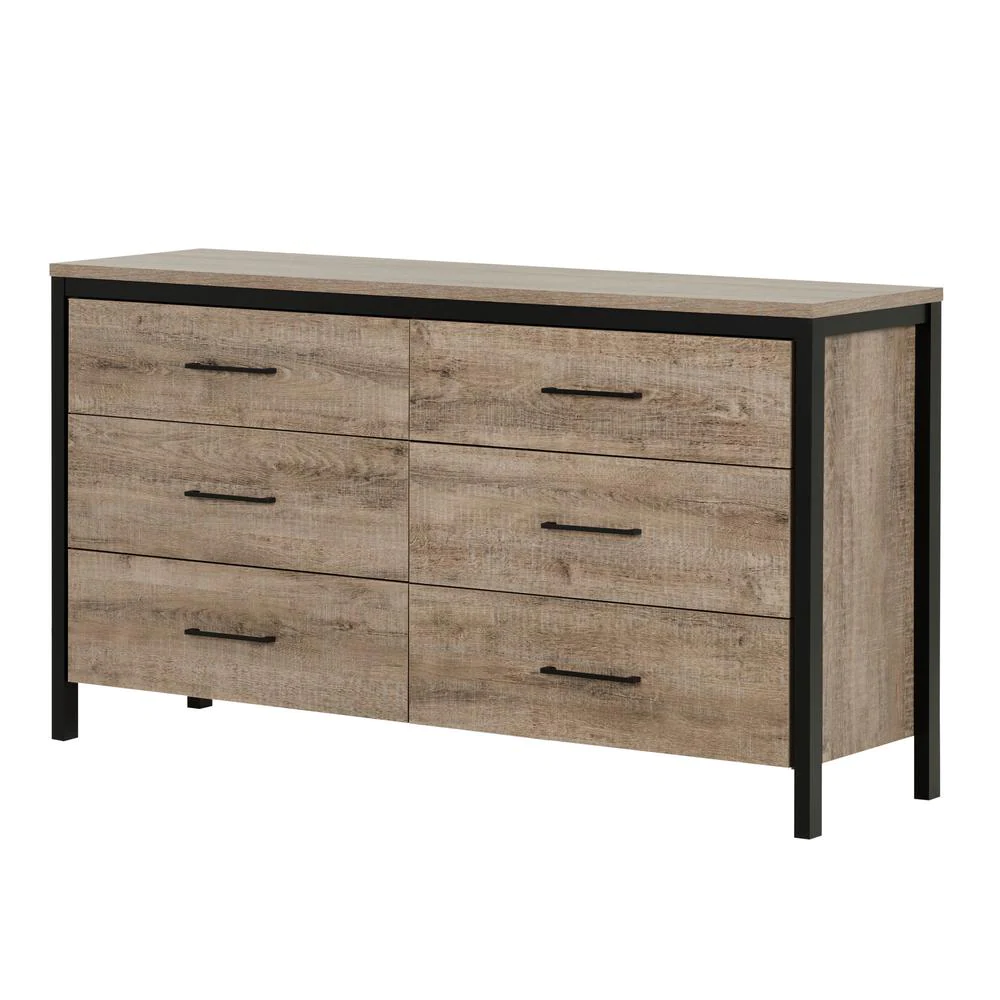 Munich 6-Drawer Weathered Oak Dresser