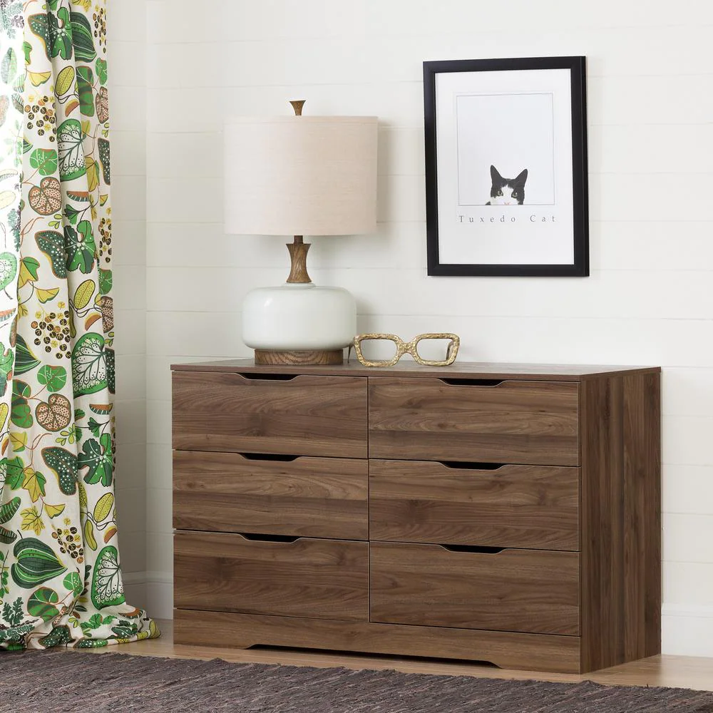 Holland 6-Drawer Natural Walnut Dresser
