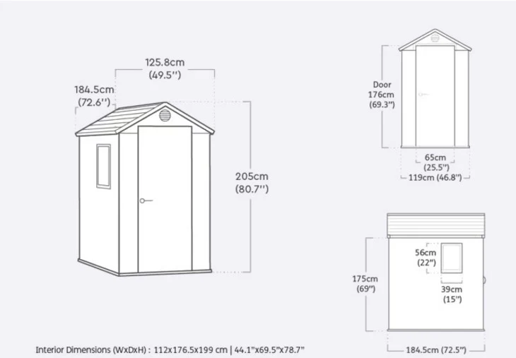 Darwin 4x6 Garden Shed - Grey