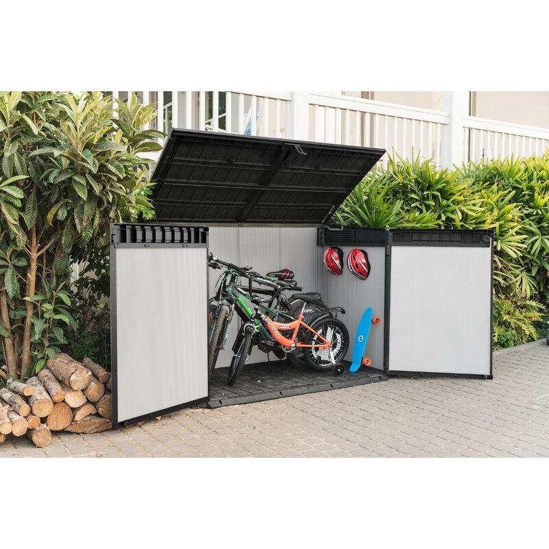 Premier Jumbo 4 ft. 7.5 in. W x 2 ft. 8.3 in. D Resin Horizontal Garbage Shed