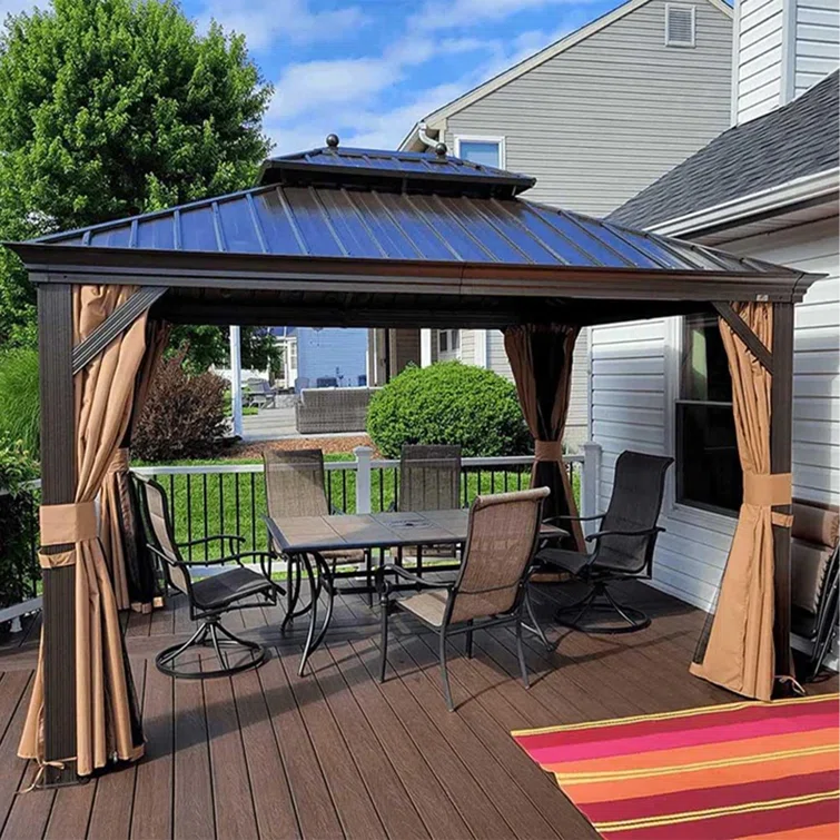 10' x 12' Hardtop Gazebo Canopy for Patio Deck Backyard
