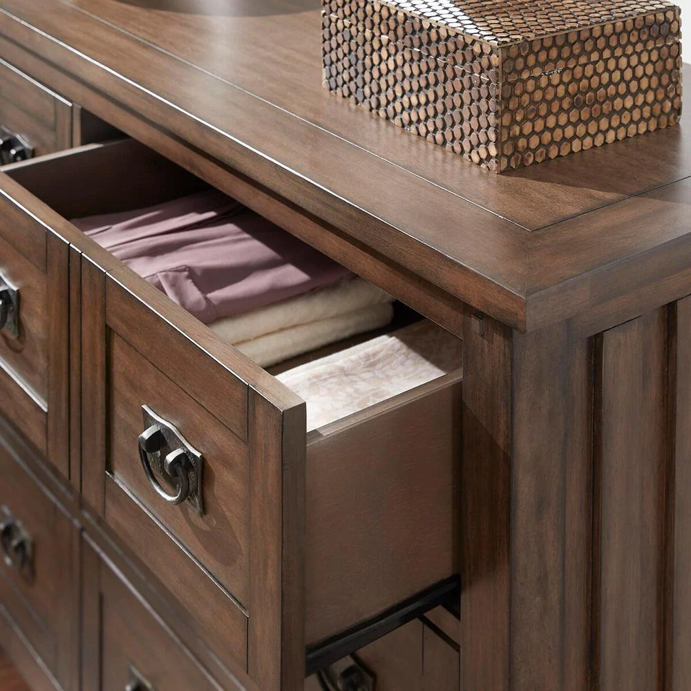 Abrams Walnut Finish 6 Drawer Dresser (54 in W. X 36 in H.)
