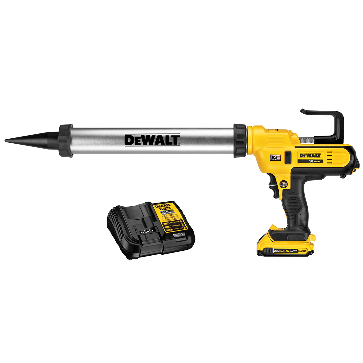 DeWALT DCE580D1 20V MAX 2Ah 300-600 ml Lithium-Ion Adhesive Caulk Gun Kit