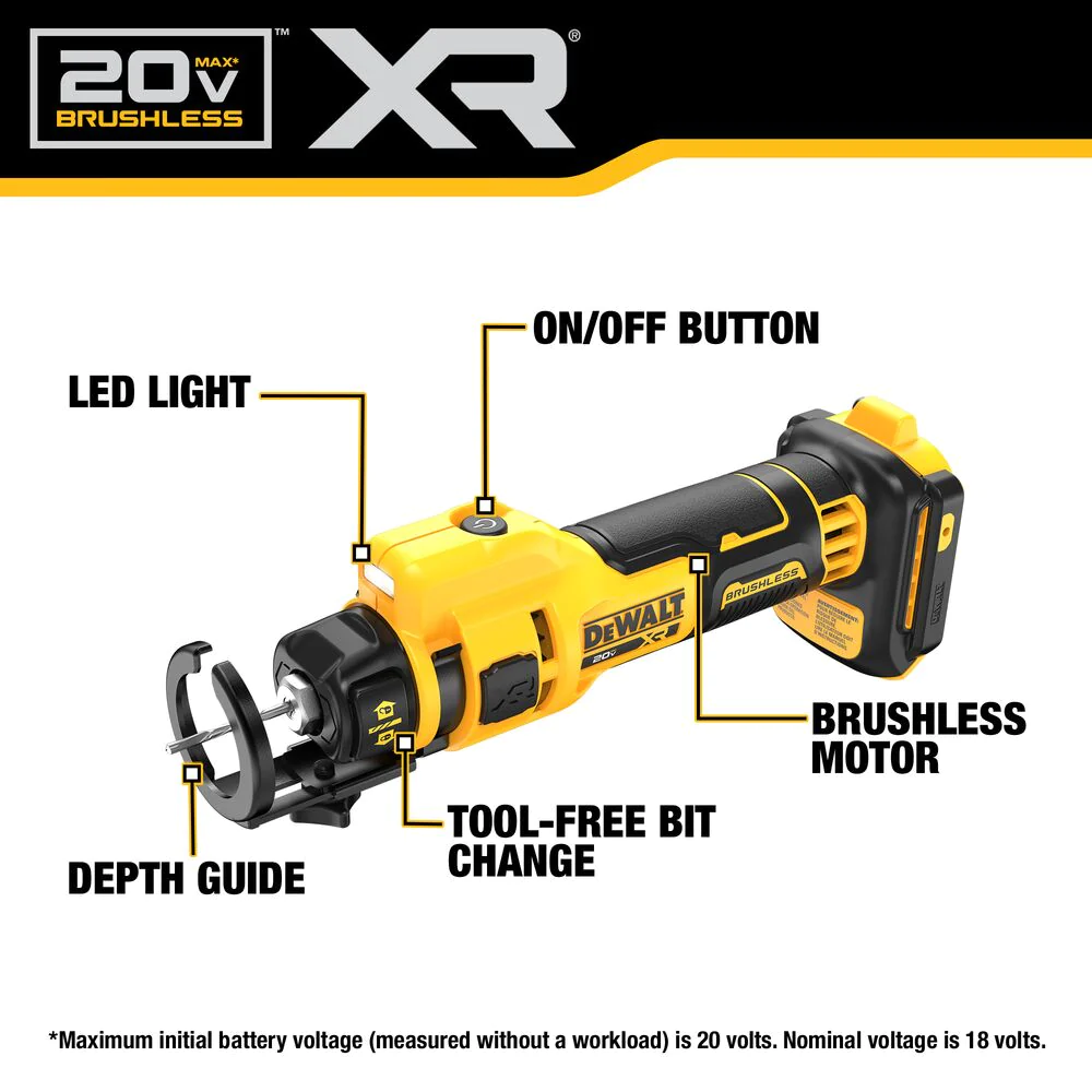 DeWALT DCE555B 20V MAX XR Brushless Drywall Cut Out Tool - Bare Tool