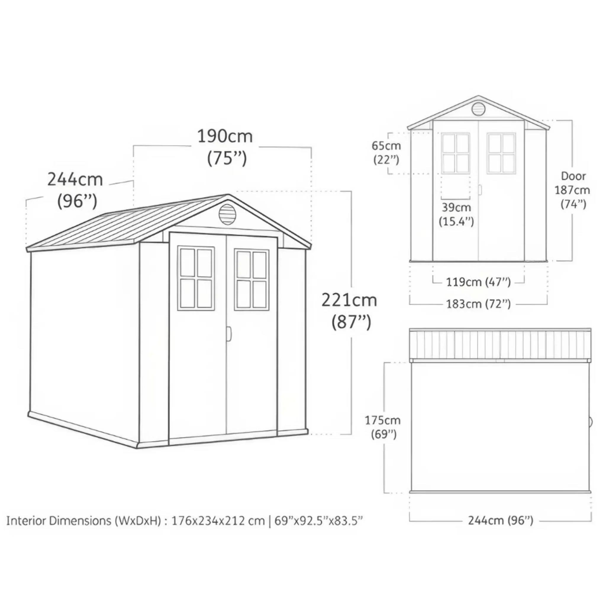 Darwin 6x8 Garden Shed - Grey