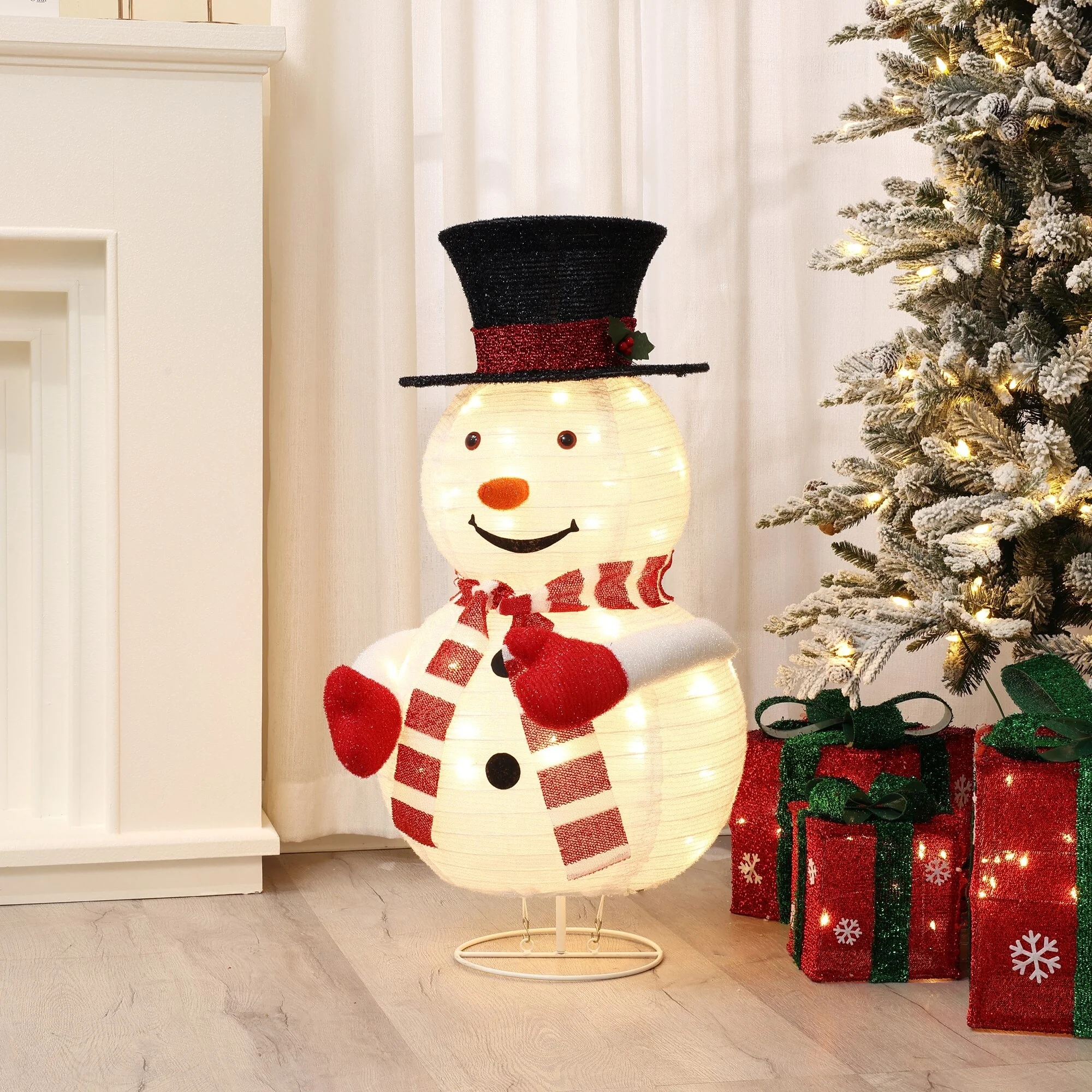 Snowman Lighted Globe 30-Inch Tall Indoor and Outdoor Holiday Decoration - Multi-Color/White - 30