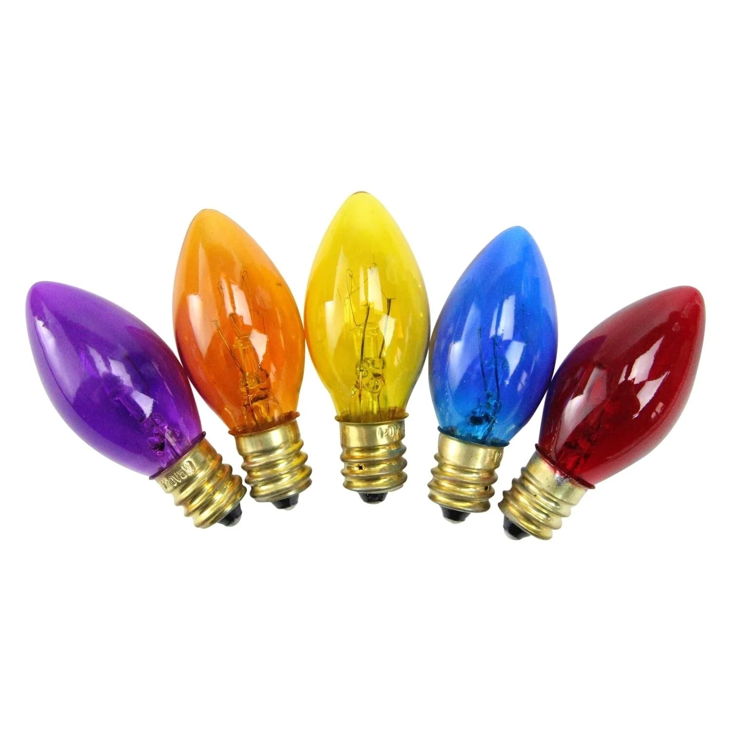 Pack of 25 Transparent C7 Multi-Color Christmas Replacement Bulbs. - 2