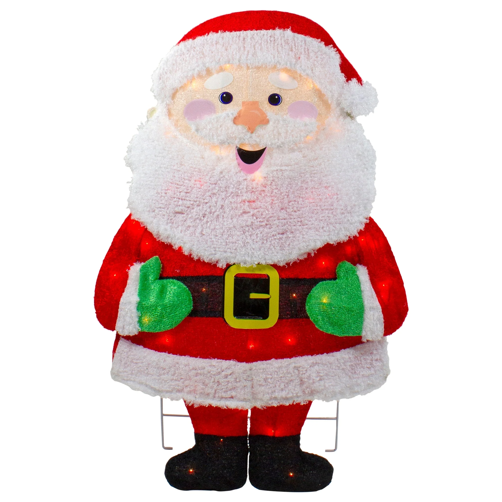 Lighted 2D Chenille Santa Outdoor Christmas Decoration - 32
