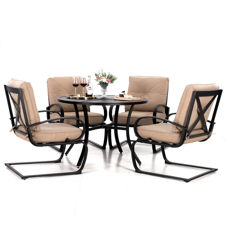 Alyah 4 - Person Round Outdoor Dining Set with Cushions