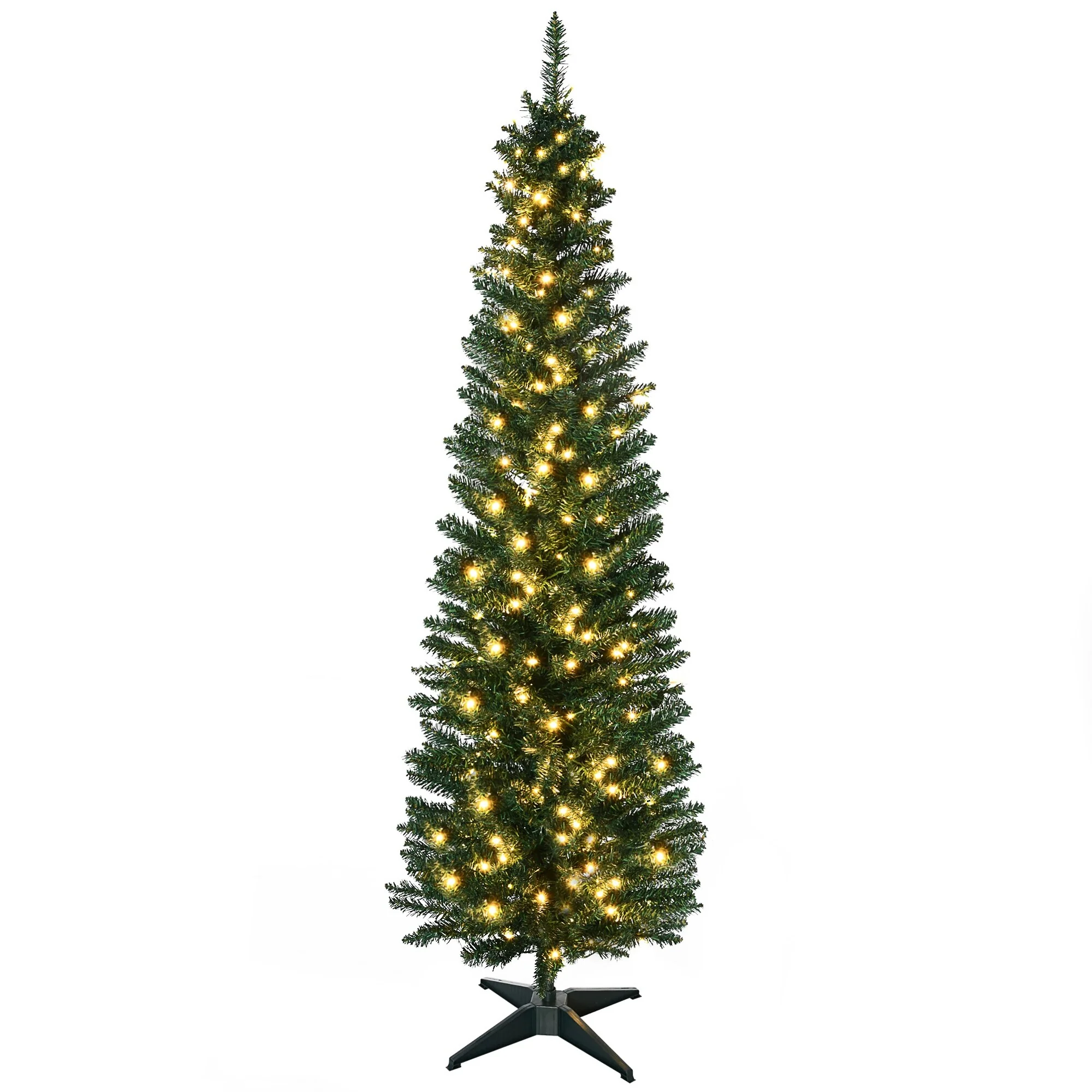 5ft Pre-Lit Slim Noble Fir Christmas Tree with 110 Warm White LED Lights