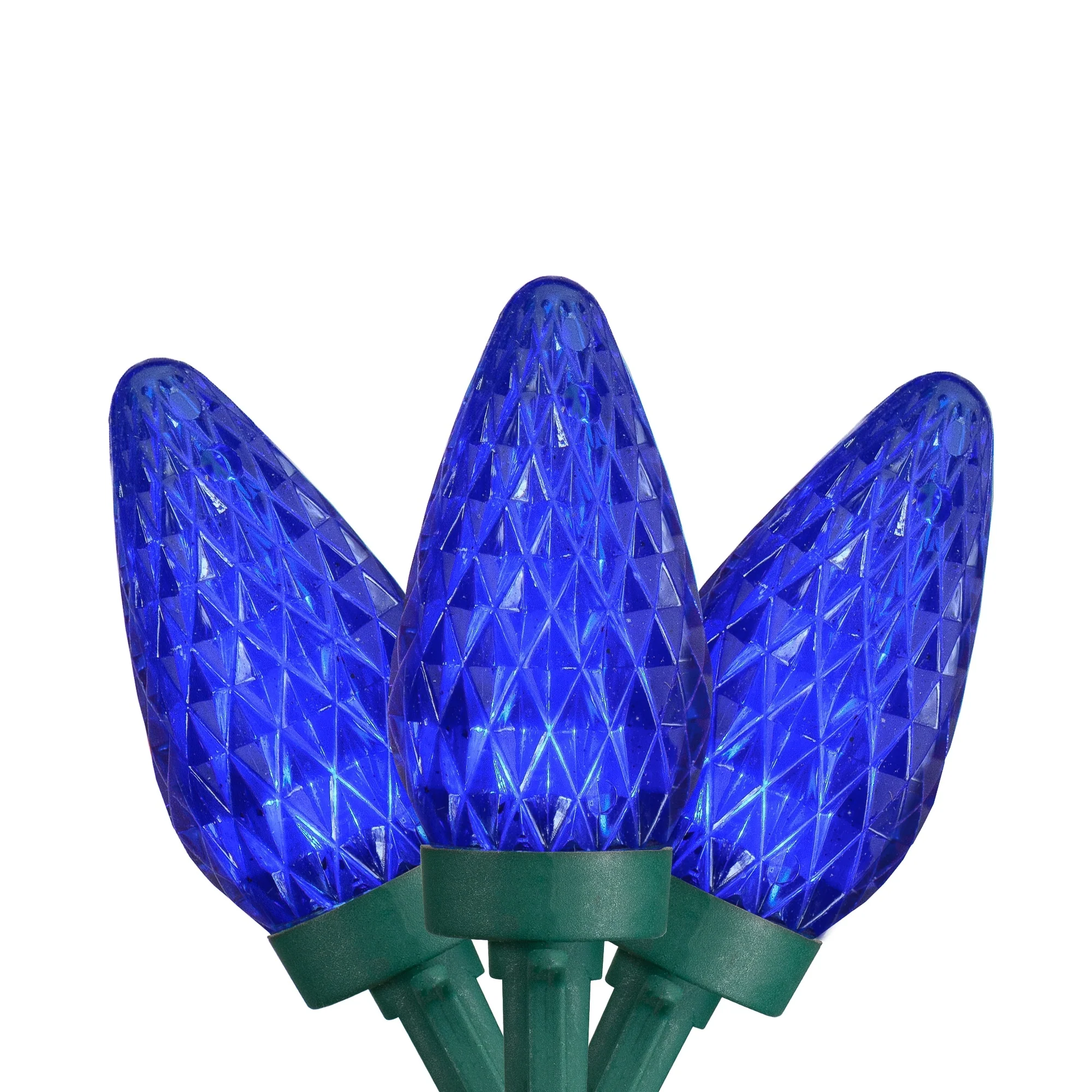 LED Faceted C9 Christmas Lights - Blue - 20.25' Green Wire - 50ct