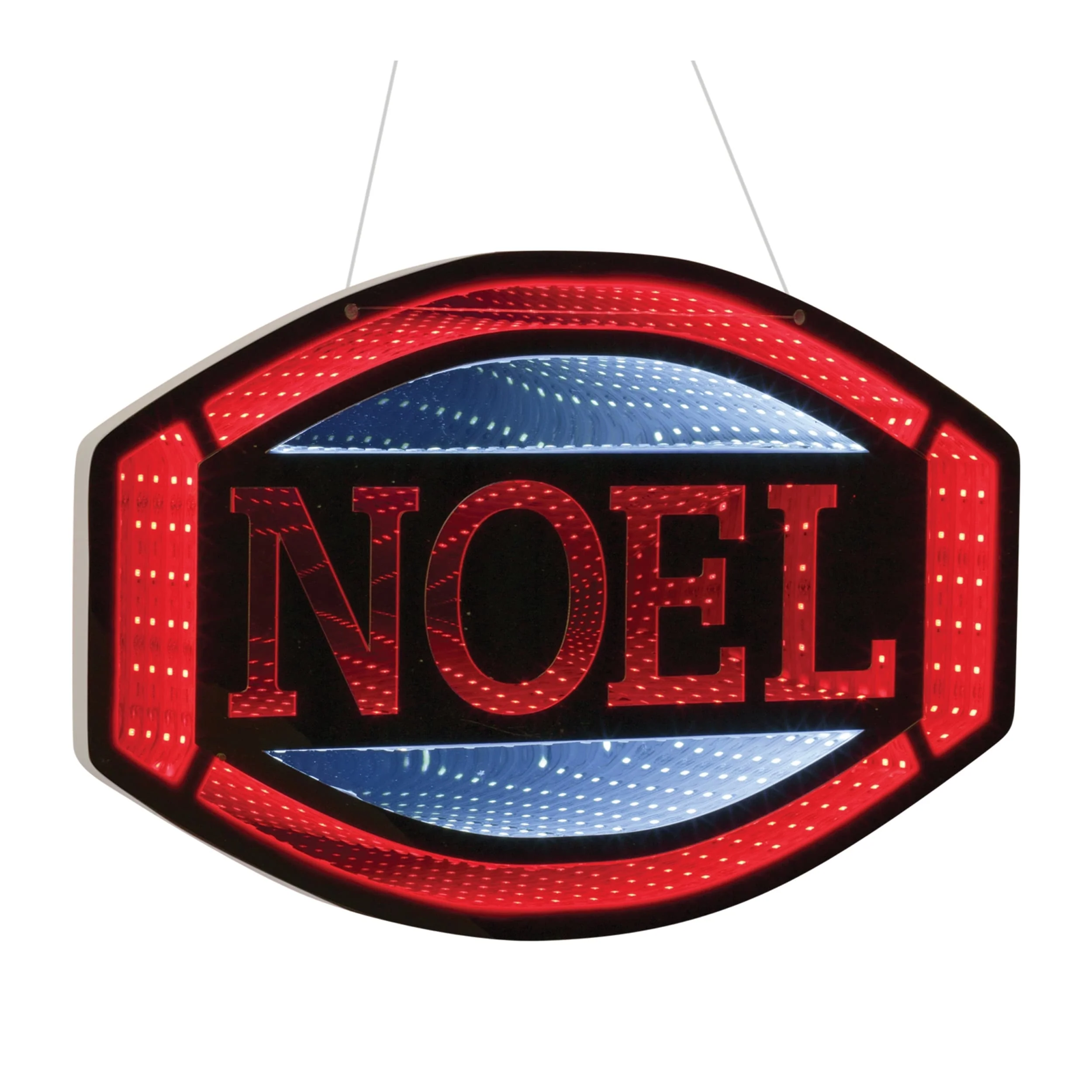 Acrylic Plastic Noel Sign with Infinity Light Effect for Holiday Decor - 9.75” x 0.5” x 15.75” (L x W x H)